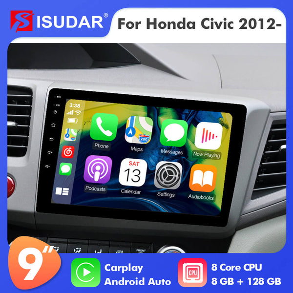 ISUDAR T72 Android 10 Car Radio 9'' For Honda Civic 2012 2013 2014