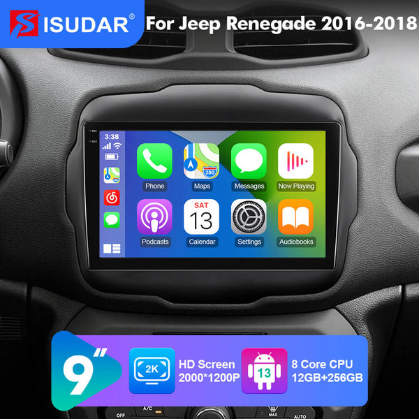 Autoradio Android 14 Pour Jeep Renegade 2016-2019 - Écran 9" GPS, CarPlay, DAB+, Caméra