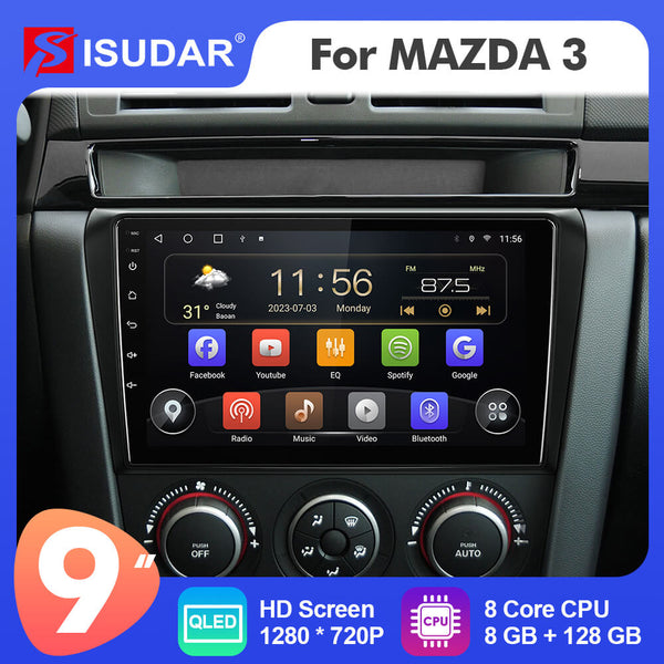 thumbnail image 2 of Android 10 Double Din Car Stereo For Mazda 3 2004-2009 With 9 Inch Touchscreen Radio Built-in Wireless Carplay/Android Auto/GPS/Bluetooth/FM/AUX-in/Steering Wheel Control Backup Camera 2+32G 2 of 13