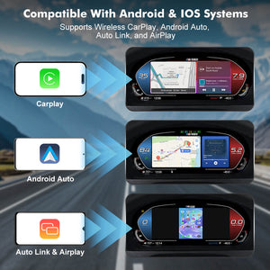 For BMW 5 Series F10/F11/F07/F18/F01/F02/F03 Digital Carplay HUD dashboard Instrumental Cluster Speedometer Screen
