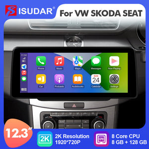 ISUDAR 12.3 Inch Android 12 Car Radio For VW/volkswagen/Skoda/Seat/Passat/Golf/Tiguan/CC/Leon GPS Multimedia Stereo