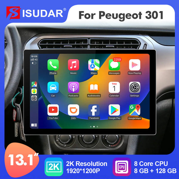 Autoradio Android 10.0 Double Din pour Peugeot 301 Citroen C