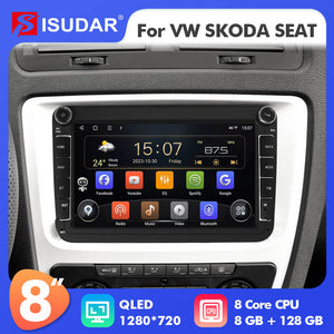 Isudar NEW UPGRADE! 8 Inch 1280*720P Car Radio Multimedia For VW/Volkswagen/POLO/Golf/Skoda/Seat/Leon/PASSAT B6 Auto GPS Carplay RAM 6GB