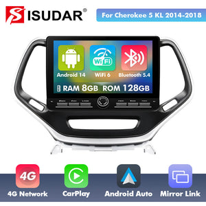 10 inch Android 14 New Design Angle Key 2.0 Touch Screen Car Radio Button Car Stereo For Jeep Cherokee 5 KL 2014-2018