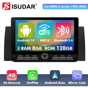 10 inch Android 14 New Design Angle Key 2.0 Touch Screen Car Radio Button Car Stereo For BMW X5 E53 E39 1995-2006