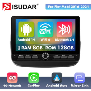 10 inch Android 14 New Design Angle Key 2.0 Touch Screen Car Radio Button Car Stereo For Fiat Mobi 2016-2024