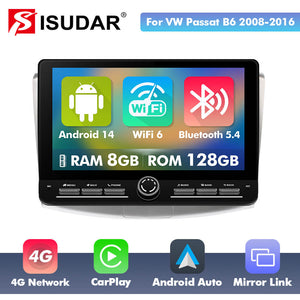 10 inch Android 14 New Design Angle Key 2.0 Touch Screen Car Radio Button Car Stereo For VW/Volkswagen/Passat B6 B7