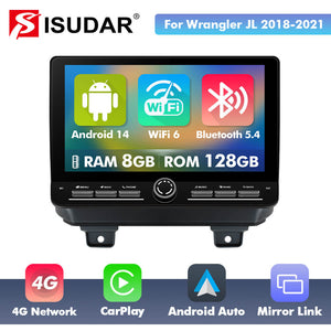 10 inch Android 14 New Design Angle Key 2.0 Touch Screen Car Radio Button Car Stereo For Jeep Wrangler JL Gladiator 2018-2021