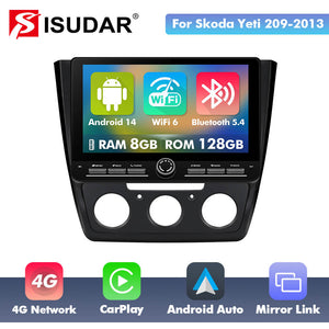 10 inch Android 14 New Design Angle Key 2.0 Touch Screen Car Radio Button Car Stereo For Skoda Yeti 2009-2013 - ISUDAR Official Shop