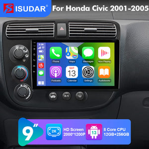 NEW! Android 10-Android 13 QLED Android Auto 9” Car Radio For Honda Civic 2001-2005