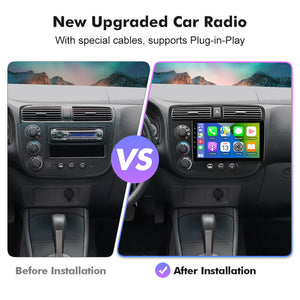 NEW! Android 10-Android 13 QLED Android Auto 9” Car Radio For Honda Civic 2001-2005