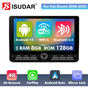 10 inch Android 14 New Design Angle Key 2.0 Touch Screen Car Radio Button Car Stereo For Fiat Ducato 2006-2022