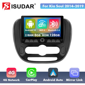 10 inch Android 14 New Design Angle Key 2.0 Touch Screen Car Radio Button Car Stereo For Kia Soul 2014-2019