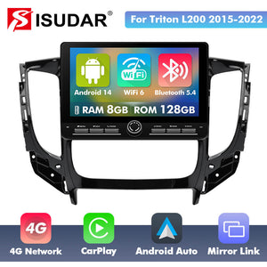 10 inch Android 14 New Design Angle Key 2.0 Touch Screen Car Radio Button Car Stereo For Mitsubishi Triton L200 2017-2022