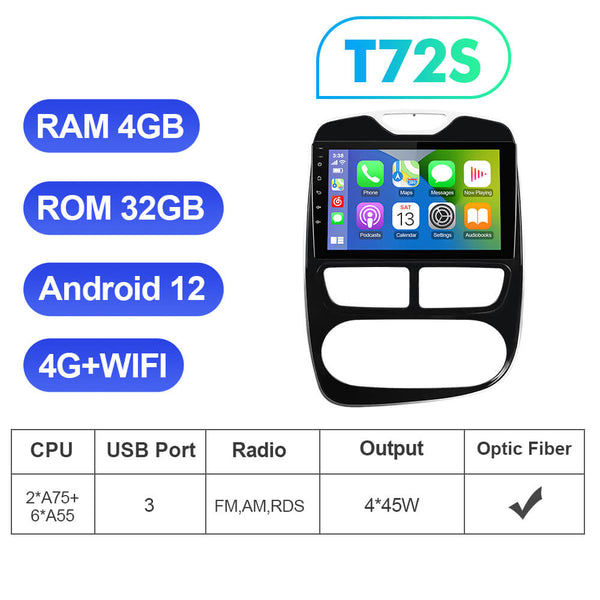 Android 12 Carplay For Renault Clio 2013 2014 2015 2016 2017 2018 2019  Radio Bluetooth Automotive Multimedia Central Auto Screen