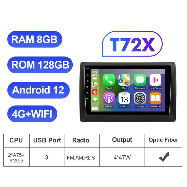 Radio Android 13 Para FIAT Stilo 2002-2010 | 9" Pantalla Táctil, CarPlay, Android Auto, GPS Y Cámara Trasera