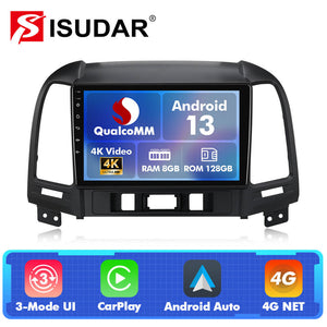 For Hyundai Santa Fe 2006-2012 Q74 Qualcomm Android 13 9" Car Radio