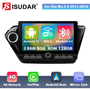 10 inch Android 14 New Design Angle Key 2.0 Touch Screen Car Radio Button Car Radio For Kia Rio 3 4 2011-2016