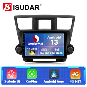 For Toyota Highlander 2009-2014 Q74 Qualcomm Android 13 10" Car Radio