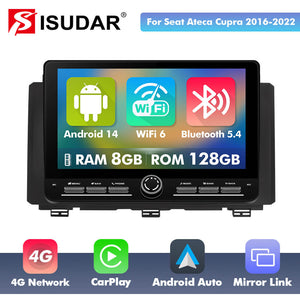 10 inch Android 14 New Design Angle Key 2.0 Touch Screen Car Radio Button Car Stereo For Seat ATECA 2016-2022