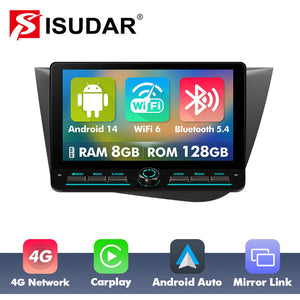 10 inch Android 14 New Design Angle Key 2.0 Touch Screen Car Radio Button Car Stereo For Seat LEON 2005-2012