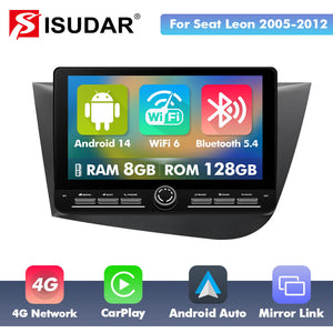 10 inch Android 14 New Design Angle Key 2.0 Touch Screen Car Radio Button Car Stereo For Seat LEON 2005-2012