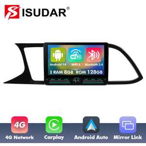 10 inch Android 14 New Design Angle Key 2.0 Touch Screen Car Radio Button Car Stereo For Seat LEON 2012-2020