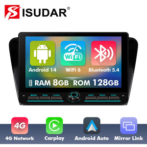 10 inch Android 14 New Design Angle Key 2.0 Touch Screen Car Radio Button Car Stereo For Skoda Octavia 3 A7 2014-