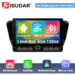 10 inch Android 14 New Design Angle Key 2.0 Touch Screen Car Radio Button Car Stereo For Skoda Superb 3 2016-