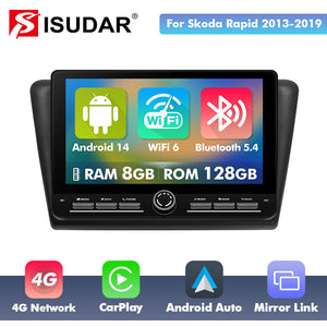 10 inch Android 14 New Design Angle Key 2.0 Touch Screen Car Radio Button Car Stereo For Volkswagen Skoda Rapid 2013-2019