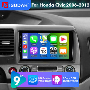 NEW! Android 10-Android 13 QLED Android Auto 9” Car Radio For Honda Civic 2006-2012