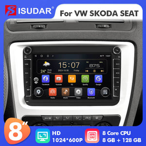 Isudar NEW UPGRADE! 8 Inch 1024*600P Car Radio Multimedia For VW/Volkswagen/POLO/Golf/Skoda/Seat/Leon/PASSAT B6 Auto GPS Carplay RAM 6GB