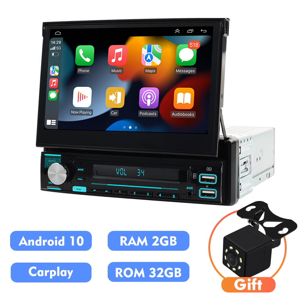  10.1 Inch Android 10 Car Radio Double Din IPS HD Screen 2.5D HD  Touch Screen Dual USB Car Stereo with Steering Wheel Bluetooth GPS Navi  Backup Camera Mirror Link FM(1+32G) 