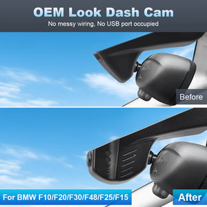 ISUDAR 2026 OEM Dash Cam 4K UHD Sony Sensor WiFi App For BMW 1 series F20 F21; 2 series F22 F45; 3 series F30 F34 F31; 4series F32 F33 F36; 5 series F10; 5 series GT F7; 6 series F06 F12 F13 (curved-angled) - ISUDAR Official Shop