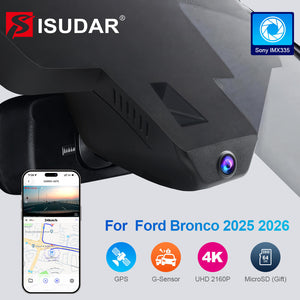 ISUDAR 2026 OEM Dash Cam 4K UHD Sony Sensor WiFi App For Ford Bronco 2025 2026