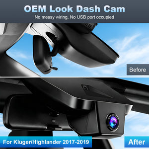 ISUDAR 2026 OEM Dash Cam 4K UHD Sony Sensor WiFi App For Kluger/Highlander 2017-2019 LE Limited L XLE Platinum Hybrid (Gen3)