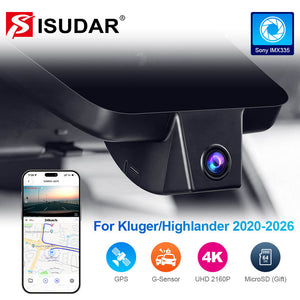 ISUDAR 2026 OEM Dash Cam 4K UHD Sony Sensor WiFi App For Kluger/Highlander 2020-2026 LE Limited LXLE XSE Platinum UX70 (Gen4)