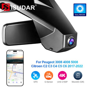 ISUDAR 2026 OEM Dash Cam 4K UHD Sony Sensor WiFi App For Peugeot 3008 4008 5008 DS5 DS5LS DS6 DS7 Citroen C2 C3 C4 C5 C6 2017-2022