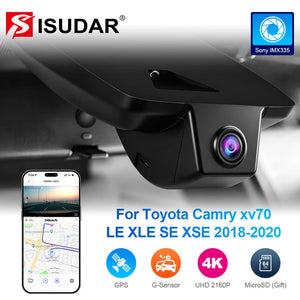 ISUDAR 2026 OEM Dash Cam 4K UHD Sony Sensor WiFi App For Toyota Camry xv70 LE XLE SE XSE 2018-2020