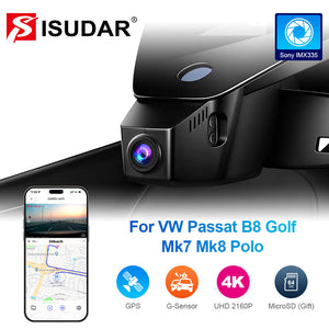 ISUDAR 2026 OEM Dash Cam 4K UHD Sony Sensor WiFi App For Volkswagen Atlas Tiguan Touran Golf Mk7/8 Polo Seat Ateca Tarraco 2018-2023
