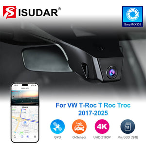 ISUDAR 2026 OEM Dash Cam 4K UHD Sony Sensor WiFi App For Volkswagen T-Roc T Roc Troc 2017-2025