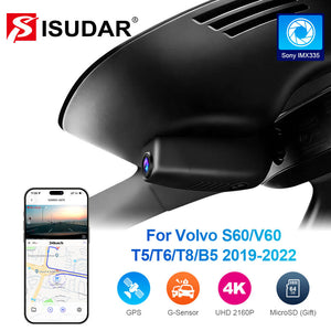 ISUDAR 2026 OEM Dash Cam 4K UHD Sony Sensor WiFi App For Volvo S60/V60/T5/T6/T8/B5 2019-2022