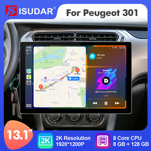 JUSTNAVI Android 10 for Peugeot 301 for Citroen Elysee 2013-2018 Car Radio  Stereo Multimedia Video DSP Player Navigation Carplay