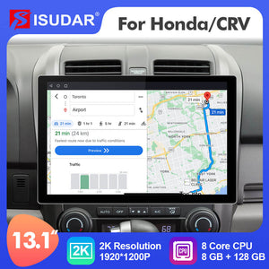 ISUDAR 2K 13.1'' Carplay Android 12 Car Multimedia Radio Player For Honda/CRV/CR-V 2006 2007-2011 GPS Navigation
