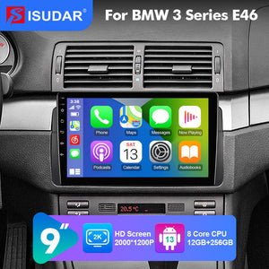 NEW! ISUDAR Android 13 For BMW 3 Series E46 M3 318/320/325/330/335 1998-2005 9 inch 2K HD screen car radio