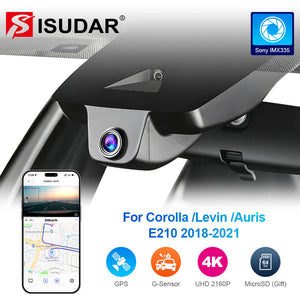 ISUDAR 2026 OEM Dash Cam 4K UHD Sony Sensor WiFi App For Toyota Corolla L LE Eco SE XSE E210/ Levin E210 /Auris E210 2018-2021