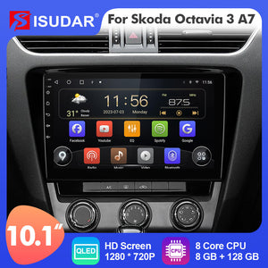 ISUDAR For Skoda Octavia 3 A7 2014- T72 Upgraded QLED Android 12 Auto Radio Car Multimedia Navi