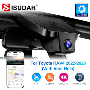 ISUDAR 2026 OEM Dash Cam 4K UHD Sony Sensor WiFi App For Toyota RAV4 2022 to 2025 (With Vent Hole) - ISUDAR Official Shop