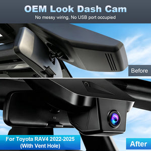 ISUDAR 2026 OEM Dash Cam 4K UHD Sony Sensor WiFi App For Toyota RAV4 2022 to 2025 (With Vent Hole) - ISUDAR Official Shop