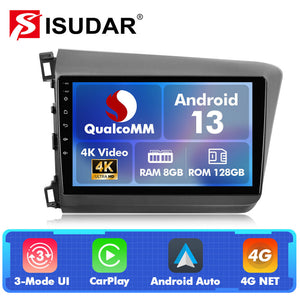 Q74 Qualcomm Android 13 For Honda Civic 2012-2015 9" Car Radio